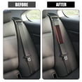 thumbnail image 3 of 2pcs Universal Car Seat Belt Cover Pads Faux Leather Shoulder Seatbelt Pads Cover Driving Black Red, 3 of 7