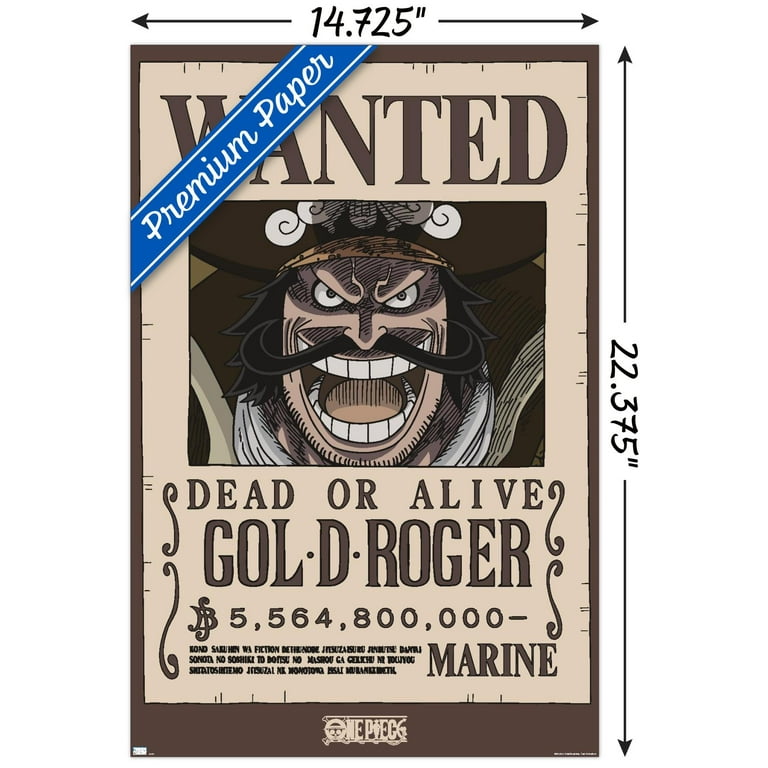 One Piece - Gol D Roger Wanted Poster Wall Poster, 14.725