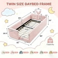 thumbnail image 3 of Deiokin Twin Size Bunny Ear Platform Bed Frame, Upholstered Boucle Fabric Bed Frame with Safety Rail & Storage Pocket, 3 of 10