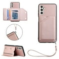thumbnail image 1 of Elehold Lanyard Wallet Case for Samsung Galaxy A13 5G 6.5 Inch Max Premium vegan leather with Wrist Strap,Shockproof Magnetic Buckle Flip Kickstand Credit Card Slots Anti-Scratch Protective  Case,Pink, 1 of 6