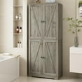thumbnail image 7 of CARPETNAL 72" Tall Farmhouse Kitchen Pantry with Adjustable Shelves, Large Wood Storage Cabinet with Drawer & 2 Barn Doors, Freestanding Storage for Dining Room, Living Room, Grey, 7 of 7