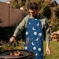 thumbnail image 4 of Blue Sun Moon Cloud Pattern Apron-Garden Aprons for Women with Pockets-Cotton Linen Waterproof Kitchen Cooking Gardening Aprons Adjustable for Kitchen,Cooking,BBQ and Salon 33x27 Inch, 4 of 7