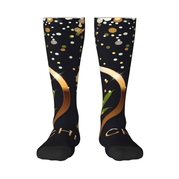 Fotbe 2025 And Merry Christmas Calcetas Divertidas Estampadas para Hombre y Mujer, Calcetas de Algodón hasta la Rodilla para Caminar, Correr, Enfermería y Embarazo