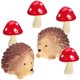 thumbnail image 1 of 1 juego de mini figuras de erizo, mini hongos decorativos de resina, figuras de animales pequeños, accesorios de jardín en miniatura., 1 of 6