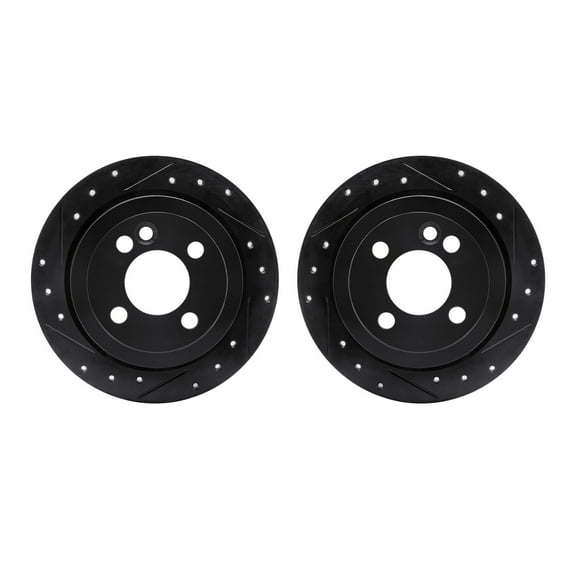 Dynamic Friction Company Rear Brake Rotors-Drilled and Slotted-Black 8002-32015