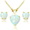 thumbnail image 1 of Conjuntos para mujer, conjuntos de collar y aretes para mujer, joyas con piedras natales, piedras preciosas genuinas o sintéticas, solitario de corazón, collar con colgante, aretes, joyas de plata o d, 1 of 4