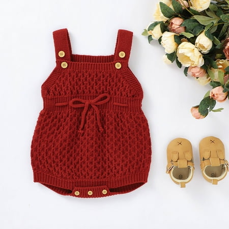 

EQWLJWE Newborn Baby Girls Boys Winter Knit Outwear Vest Ruffle Sweater Romper Bodysuit Girls Harness Holiday Clearance