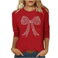 thumbnail image 2 of SOOMLON Women Valentine's Day Tops Lover Valentines Gift Loose 3/4 Sleeve Crew Neck T Shirts Cute Heart Print Blouses Trendy Holiday Outfits 2025 Red L, 2 of 4