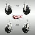 thumbnail image 2 of 5 Inch 316SS Hard Rubber Wheel Swivel 10mm Threaded Stem Caster Set 2 Brakes, 2 of 2