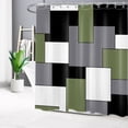 thumbnail image 3 of Black and White Geometric Shower Curtain Decor, Abstract Mid Century Modern Grey and Green Shower Curtains for Bathroom Polyester Fabric Bathroom Decoration Bath Curtains with 12 Hooks,72X78 inch, 3 of 6