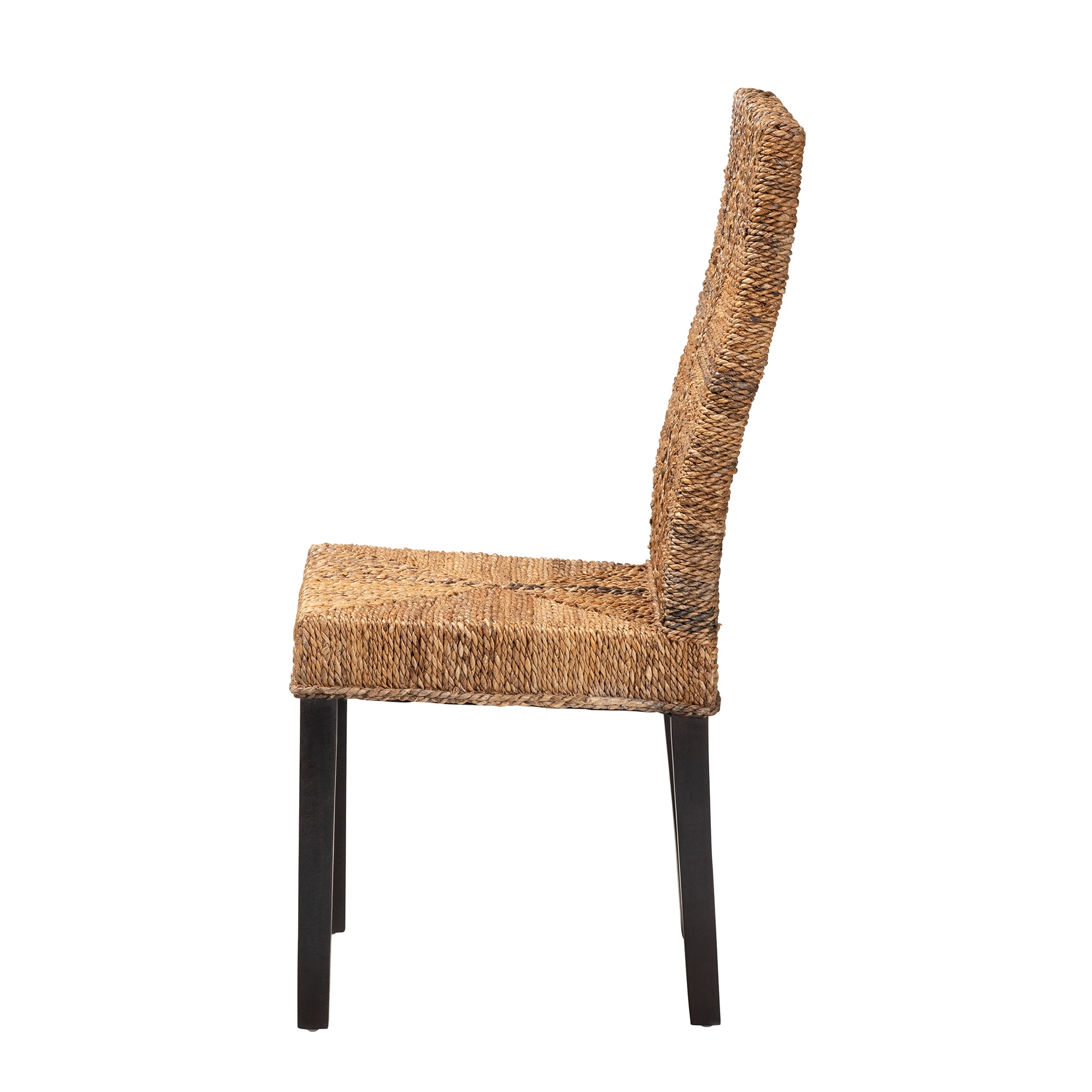bali & pari Laymi Seagrass and Mahogany wood BOHO Dining Chair, Natural Brown