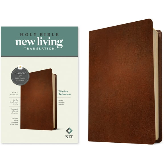 NLT Thinline Reference Bible, Filament-Enabled Edition (Genuine Leather, Brown, Red Letter) (Hardcover)