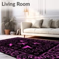 thumbnail image 2 of ODIKA 4'x6' Machine Washable Non-Slip Area Rug, Mystic Feather Intertwined Nature Spiral Motif High Traffic Rug, Black, 579333, 2 of 7