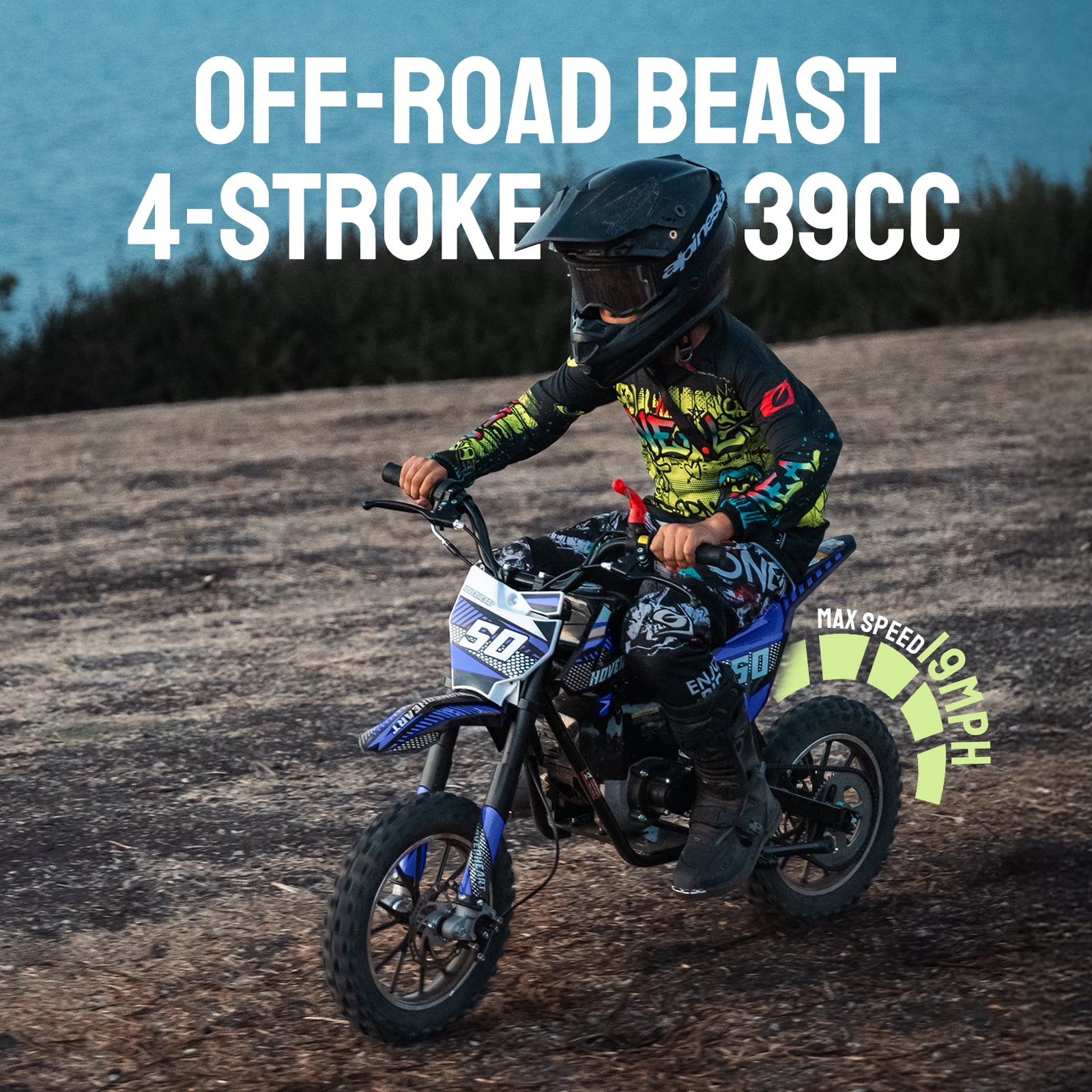 39cc Dirt Bike,IVFJFV Gas Powered Mini Bikes, 4 Stroke Off-Road Mini Bikes, Trail Bike with Speeds up to 25 MPH,Weight Support Up to 165 LBS for Ages 8+,Blue
