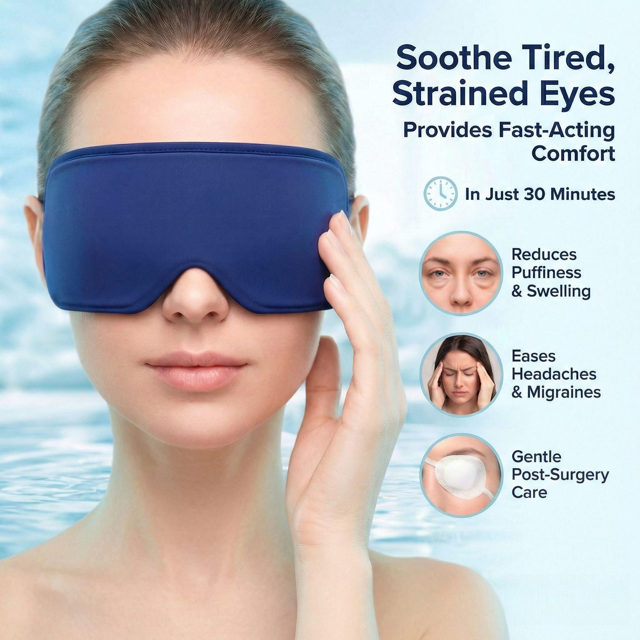 FACEMOON Cooling Eye Mask Comfort Relief for Puffy Eyes Dark Circles Large Soft Thick Gel Flexible Reusable Sleep Essential Black