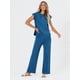 thumbnail image 2 of LILLUSORY - Conjunto de 2 piezas para mujer, casual, elegante, de punto, manga casquillo, parte superior alta y baja y pantalones pliss de cintura elástica, 2 of 3