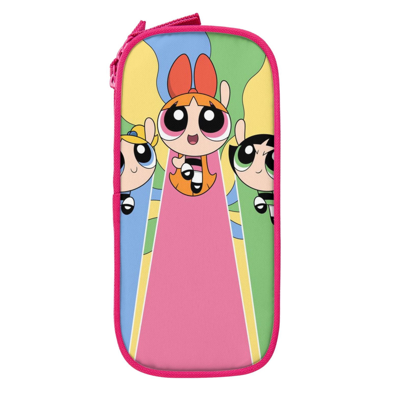 The Powerpuff Gi-rls Pencil Case Large Capacity Pencil Pouch Penbag Office Stationery Organizer Travel Makeup Bag Pink
