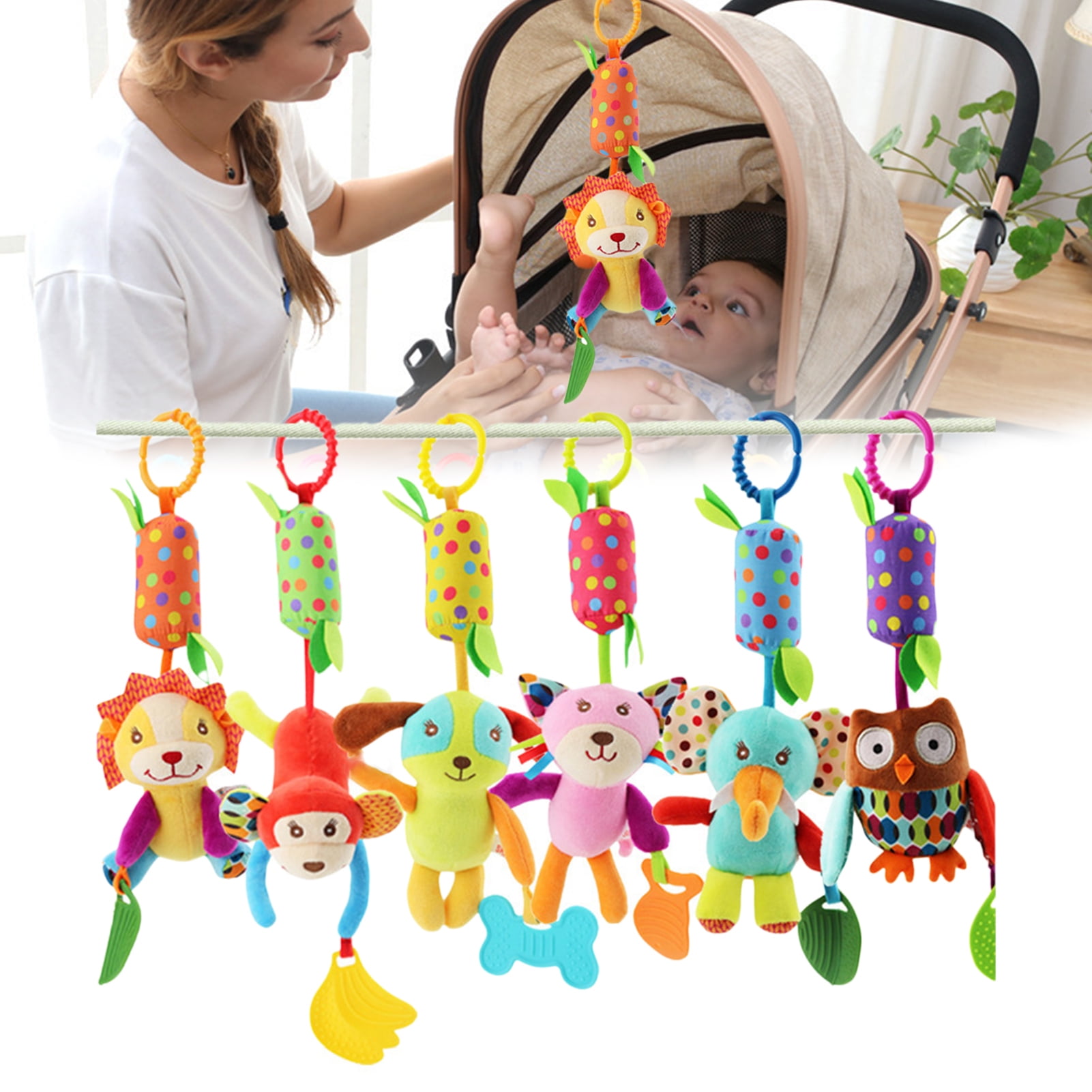 Plush Baby Hanging Rattle Animal Toy Infant Newborn Stroller Car Seat Crib SI 
