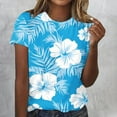 thumbnail image 2 of Sexlip Womens Fashion Casual Floral Tropical Plants Full Printed T Shirts Short Sleeve Tees Casual Blouse Tops Blue M, 2 of 4