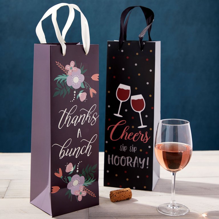 Assorted Holiday Wine Gift Bags With Tag - 12 Count