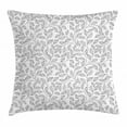 thumbnail image 1 of Leaves Throw Pillow Cushion Cover, Hand Drawn Style Simple Minimalist Floral Pattern Rustic Country Life Inspiration, Decorative Square Accent Pillow Case, 18 X 18 Inches, Black White, by Ambesonne, 1 of 2