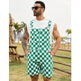 thumbnail image 3 of Shorts Overalls for Men Checkered Rompers Work Jumpsuits Stretchy Bibs Coveralls, 3 of 8