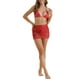 thumbnail image 2 of Conjuntos de bikini de tirantes con estampado de teñido anudado para mujer, traje de baño de 3 piezas, parte inferior triangular, falda de cobertura, traje de baño, X-Small, rojo, 2 of 5