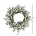thumbnail image 3 of Nearly Natural 24" Flocked Artificial Christmas Wreath with 50 LED Lights, 3 of 5