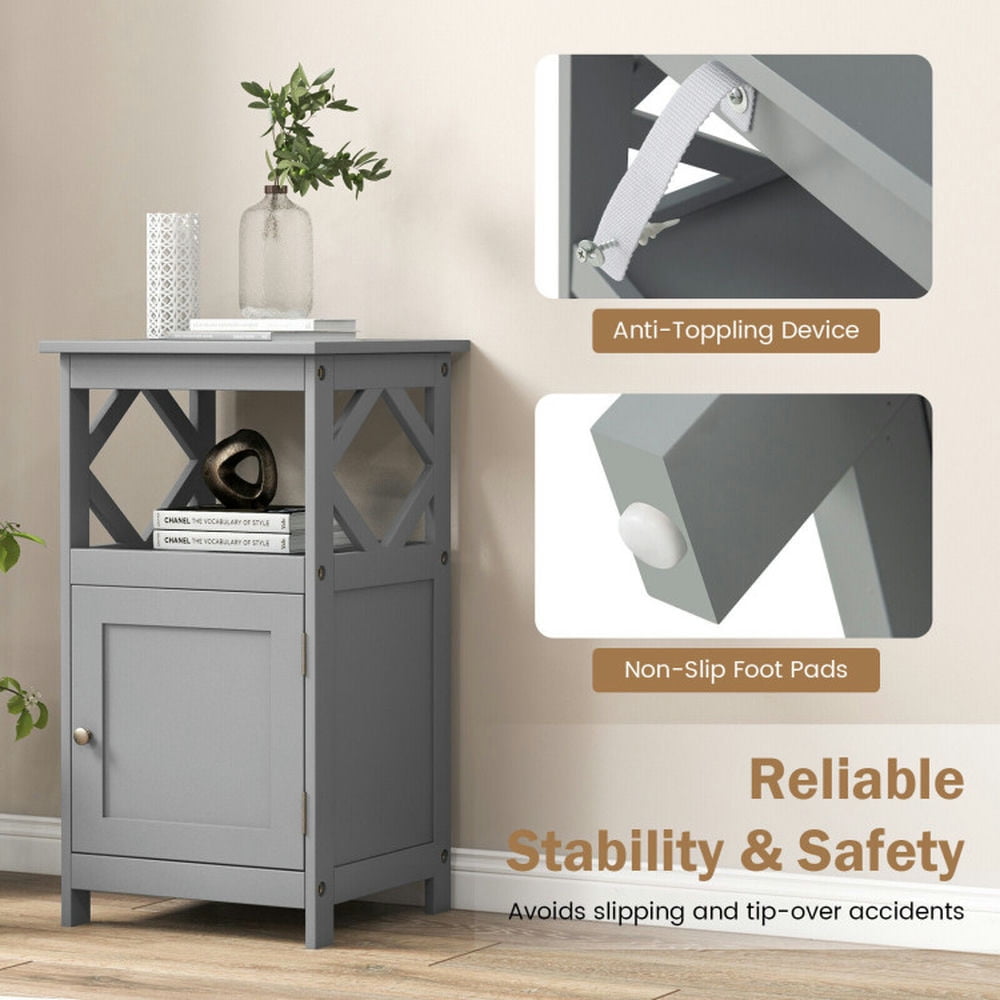 Finihen Bathroom Storage Cabinet, Bathroom Floor Cabinet, Bathroom Floor Cabinet Side Storage Organizer with Open Shelf and Single Door, for Bathroom, Living Room, Bedroom, Kitchen, Gray Finihen Bathroom Storage Cabinet, Bathroom Floor Cabinet, Bathroom Floor Cabinet Side Storage Organizer with Open Shelf and Single Door, for Bathroom, Living Room, Bedroom, Kitchen, Gray