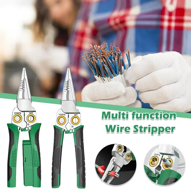 SSKFHGI Wire Strippers with Electricity Measurement Function Multifunctional Wire Stripping Pliers for Cutting and Pulling Wires Cable Scissors for Scraping and Pressing Wires with Voltage Test