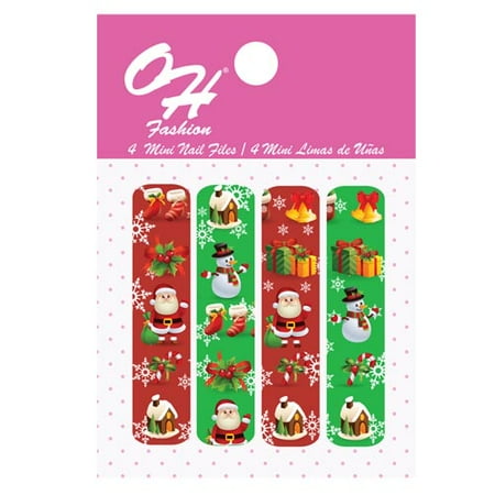 Oh Fashion Mini Nail Files Red Christmas 1 Pack Of 4 Oh Fashion Mini Nail Files Red Christmas 1 Pack Of 4 Edition Filer Set