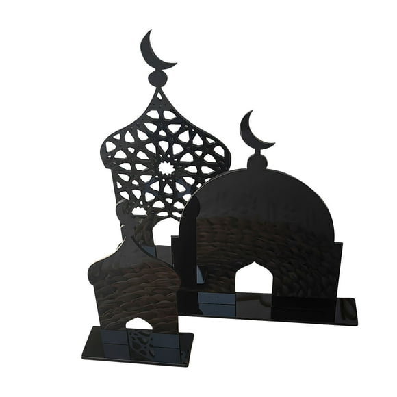 Nouvelles Décorations de Ramadan 2025 pour Table, Panneau de Table en Acrylique Islamique Eid Mubarak Ornement Doré Ajouré pour Fête Musulmane Décoration de Table Décoration Artisanale d'Art pour la Maison