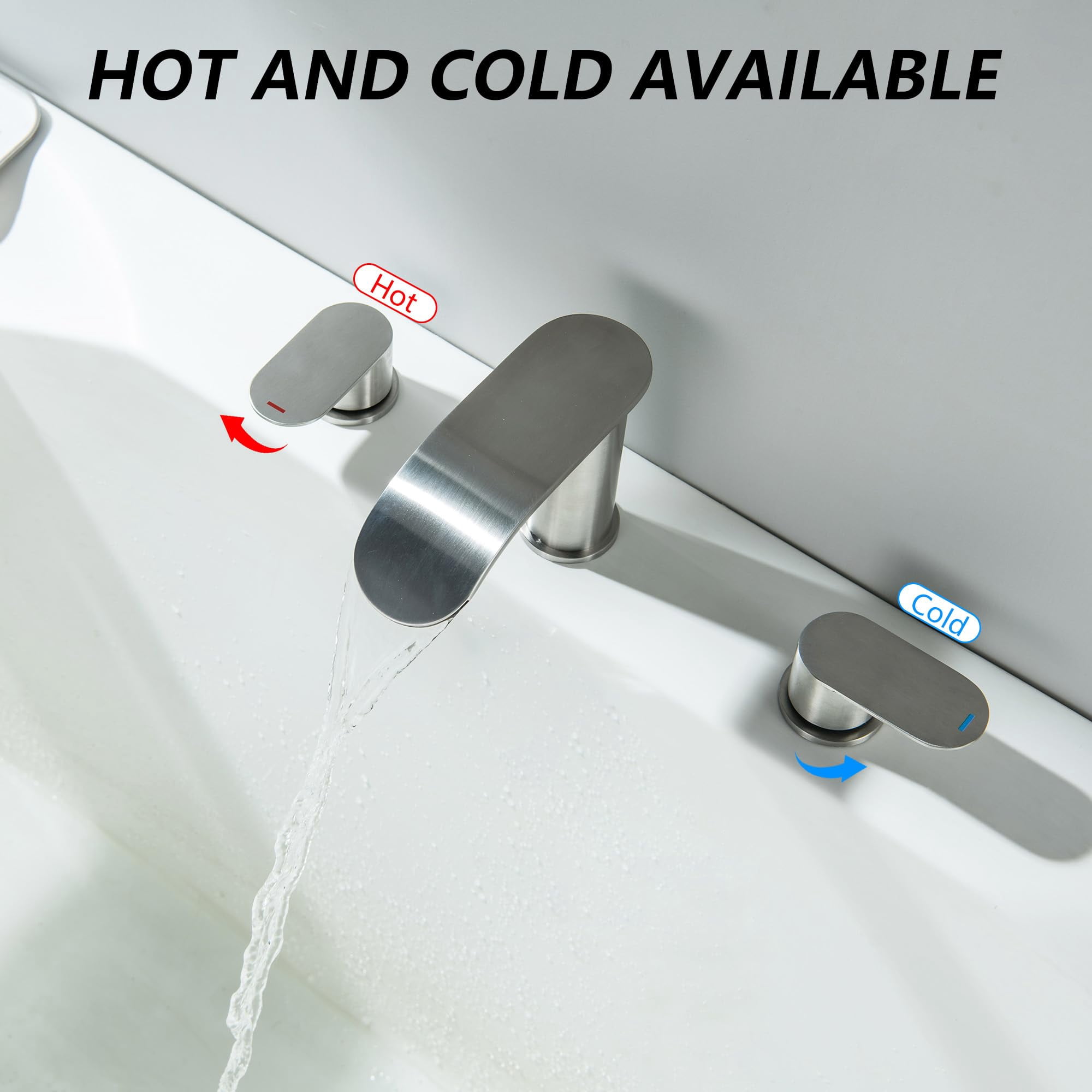 Roman Tub Faucet Brushed Nickel 3 Hole Deck Mount Waterfall Bathtub Faucet Set