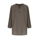thumbnail image 5 of mfyjkho Tops De Moda Para Mujer, Blusa De Moda Para Mujer, Color Liso, De Imitación De Lino Y Lino, Con Mangas 3/4, Dobladillo Dividido, Cuello En V Y Botones Tops De Tallas Grandes Xxxxxl, 5 of 7