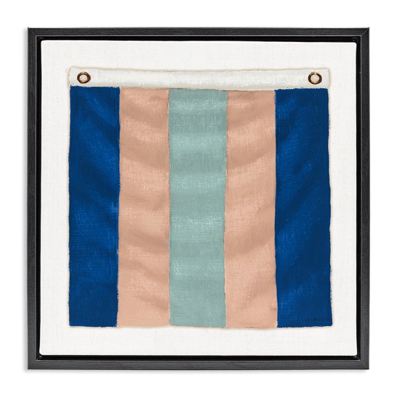 Stupell Industries Striped Nautical Flag Nautical & Beach Painting Black Floater Framed Canvas Art Print Wall Art, 18 x 18