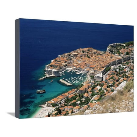Elevated View of the Old Town, Unesco World Heritage Site, Dubrovnik, Dalmatian Coast, Croatia Stretched Canvas Print Wall Art By Gavin