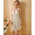 thumbnail image 2 of Defitshape Women's Victorian Chemise Spaghetti Strap Sleeveless Nightgown Summer Pjs Cute Vintage Cami Pajama Dress Soft V Neck Cool Thin Lace Night Gown w/ Built in Bras White Small, 2 of 5