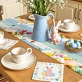 thumbnail image 4 of Easter Cartoon Bunny Table Runner, Spring Tulips Daisy Leaf Green Blue Wood Cotton Linen Kitchen Table Decoration Washable Dining Tabletop Runners for Home Party Decor 13x90 Inches, 4 of 9