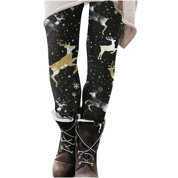 Mingw Funny Santa Snowflake Print Costume Holiday Tights Leggings High Waist Workout Leggings Ugly Christmas Yoga Pants Christmas Leggings for Women ,Black,M
