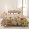 thumbnail image 3 of Full Quilt Set 78''x90'', Colorful Spring Floral Lightweight Summer Bedspread Coverlet Set with 2 Pillow Shams, Vintage Summer Botanical Breathable All Season Quilt Bedding for Bedroom/Guest Room, 3 of 9