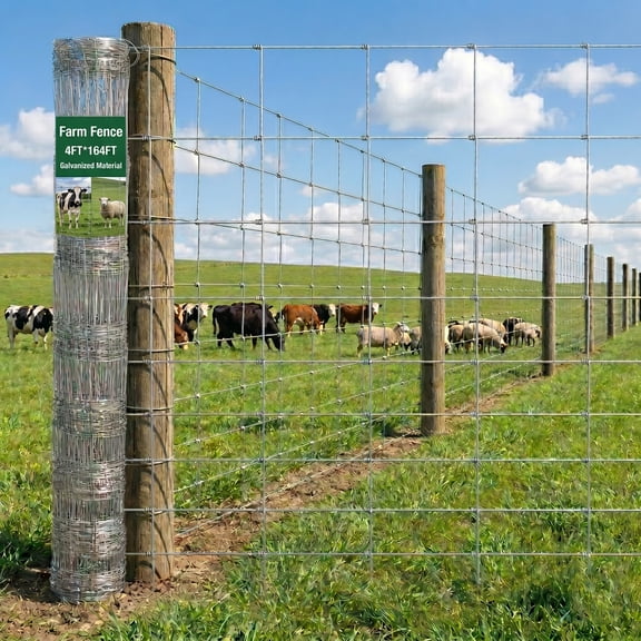 Farm Fence 4ft x 164ft Galvanized Wire Fencing Cattle Panels for Garden Trellis Chain Link Fence