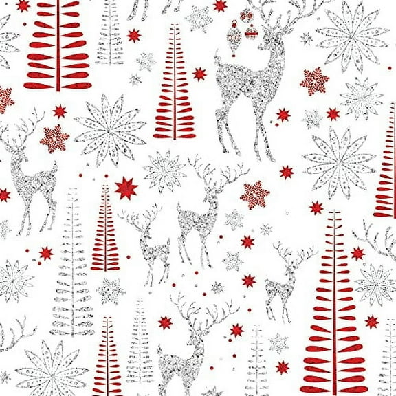 Jillson Roberts Gift Wrapping Paper, Sparkling Reindeer, 6 Jumbo Rolls 10ft x 30in