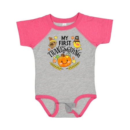 

Inktastic My First Thanksgiving- Autumn Birds Pumpkin Gift Baby Boy or Baby Girl Bodysuit