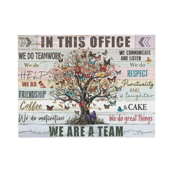 AEFER Vintage Office Pictures Wall Decor Butterfly Tree Canvas Prints Inspirational Saying Aesthetic Office Decor Sign Rustic Motivational Wall Art Decoration Unframe Artwork 12x16 Coworker Gift