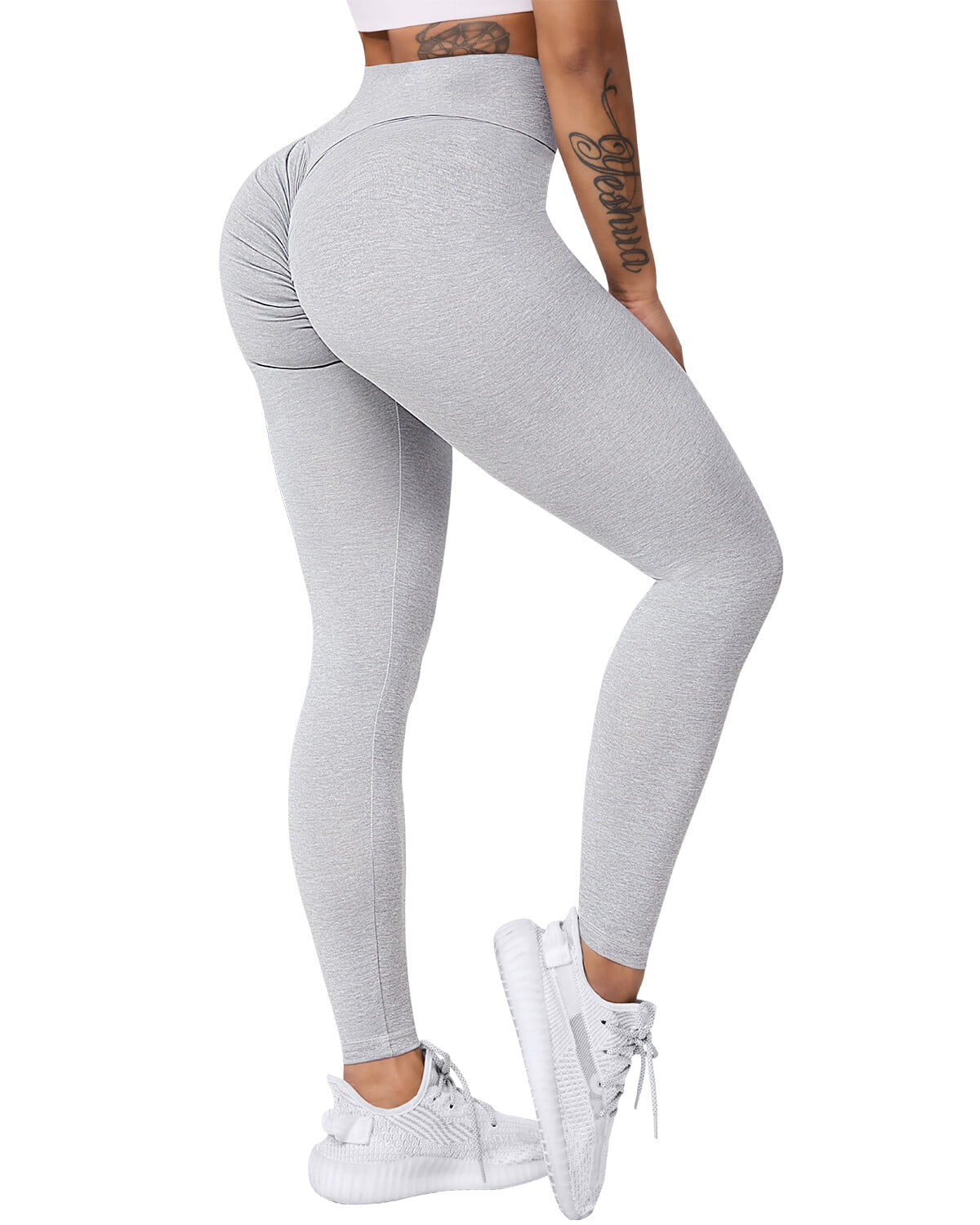 Alaya Grey Ruched Bum Thick Jersey Leggings