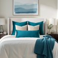 thumbnail image 3 of 28x28 Inch Euro Sham Velvet Pillow Covers, Set of 2 Large Square Decorative Pillows -Teal Super Soft for King Bed, Sofa, Couch, Accent Chairs with Hidden Zipper, 3 of 6