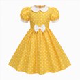 thumbnail image 1 of gdxvjhbj Robe pour Bébé Robe d'Été pour Petites Filles Robe Florale à Manches Courtes Tenue Décontractée Robe 5T 6T (Jaune,5-6 Ans), 1 of 6