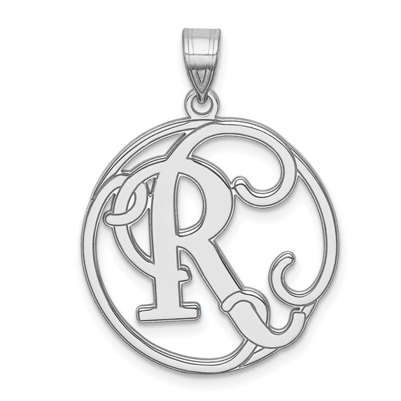 Beautiful Sterling Silver Rhodium-plated Fancy Script Initial R Charm