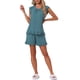 thumbnail image 2 of INSPIRAR CHIC Conjuntos de Pijamas de Dos Piezas para Mujeres con Mangas de Volantes y Pantalones Cortos XS Verde Pavo Real, 2 of 5