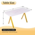 thumbnail image 3 of Rectangular Dining Table with Faux Marble Tempered Glass Top and Golden Metal Legs for Kitchen Dining Room, 3 of 8